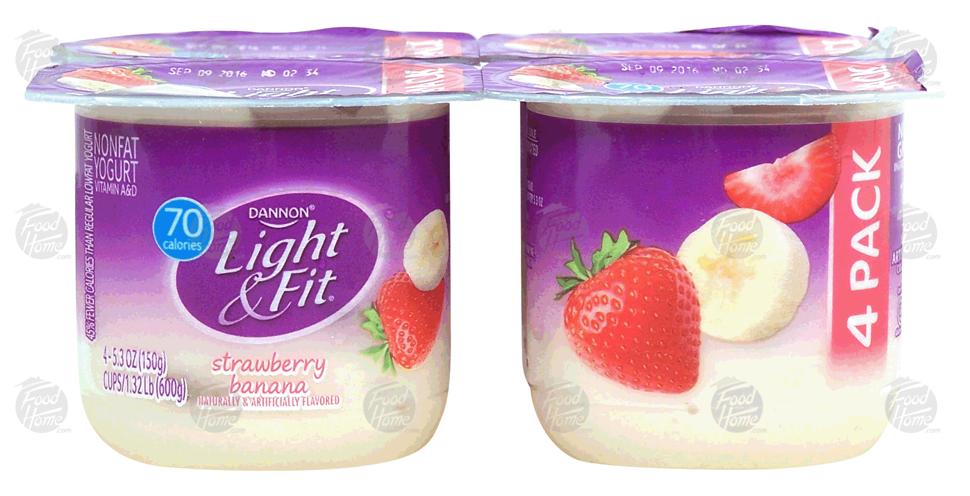 Dannon Light & Fit strawberry banana nonfat yogurt, 5.3-oz. Full-Size Picture